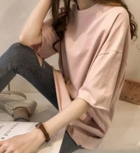

2019 Summer High Quality 15 Color S-3XL Plain T Shirt Women Cotton Elastic Basic Tshirt Woman Casual Tops Short Sleeve T-shirt