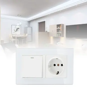 

EU Standard Wall Socket Soft LED On/Off Light Switch PC Panel with 2 USB Port