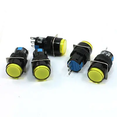 

AC250V 5A DC30V 5A Yellow Head SPDT Momentary Round Flat Button Switch x5