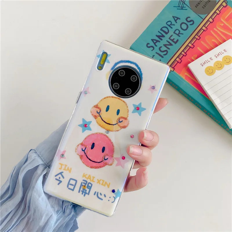 Забавный блестящий чехол для телефона с улыбающимся лицом Huawei P30 Pro P40 Mate30 Honor30 Honor