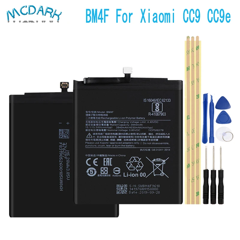 Аккумулятор BM4F для Xiaomi CC9 CC9e 3940 мАч сменные батареи большой емкости сотового
