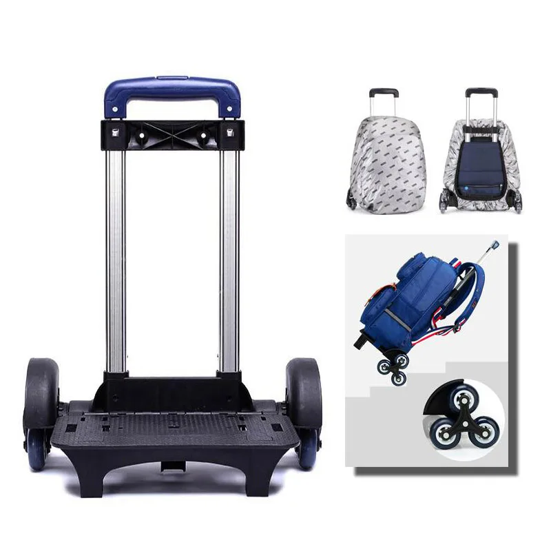 Солнечная восьмерка, детский рюкзак на колесиках, школьная сумка, чемодан для детей, 6 колес, расширяемая штанга, высокая функция, Тролли