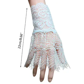 

Palace Style Women Hollow Out Floral Lace Horn Cuff Fake Sleeve Sunscreen Gloves 40JF