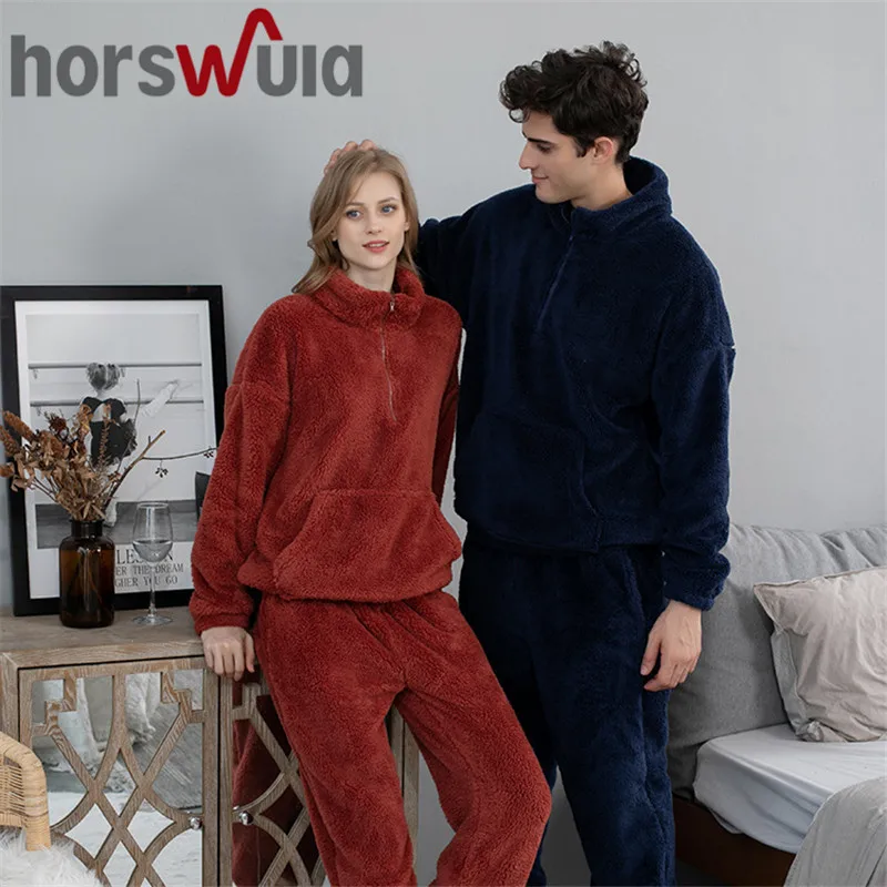 horsnula-pijamas-de-franela-neutra-para-hombre-y-mujer-ropa-de-casa-gruesa-de-lana-coral-2-piezas-otono-e-invierno