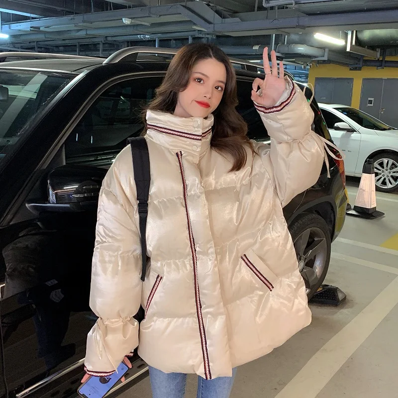 

Winter 2020 New Women'S Winter Coat Korean Style Shiny Gloss Loose Mid-Length Thick Bread Coat Women'S Winter Parka
