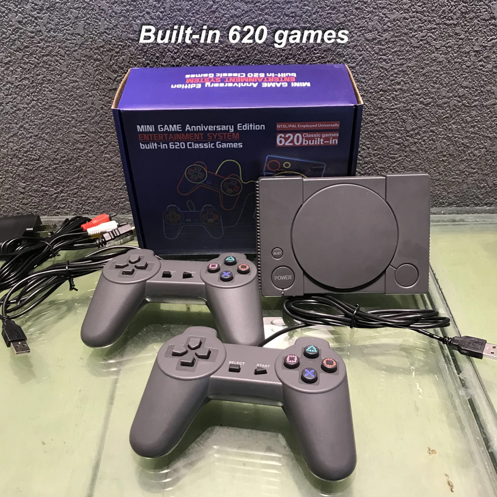 Классическая игровая консоль 8 бит PS1 мини домашние игры 620 энтузиастов