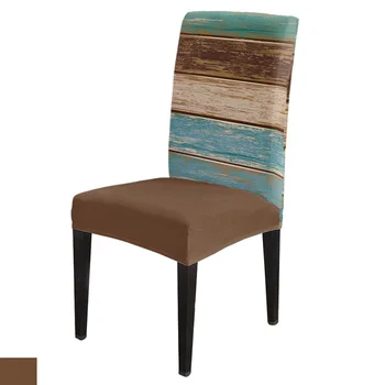 

6/8Pcs Wooden Planks Rustic Dining Chair Cover Spandex Elastic Chair Slipcover Case Stretch for Wedding Hotel Banquet
