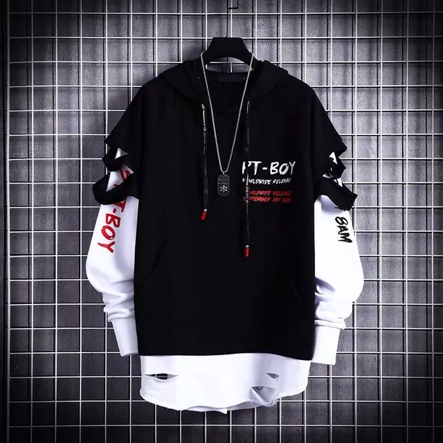 Sweat-shirt à capuche pour hommes, Streetwear décontracté, Y2K, noir, hauts pour hommes, mode coréenne, élégant, Hip Hop, vêtements Anime Dacning 1