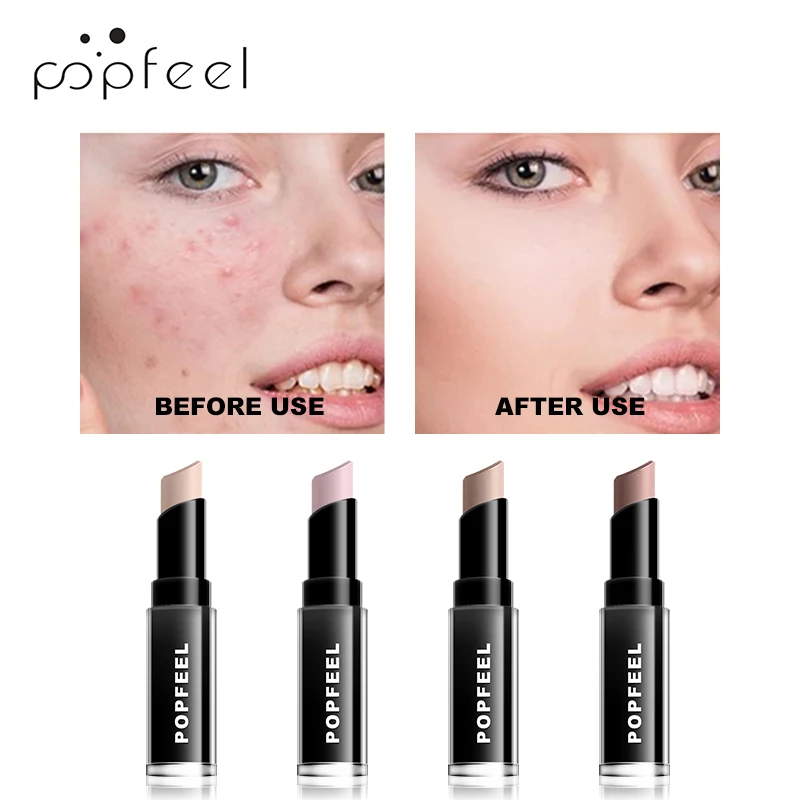 

POPFEEL 4 Color Face Concealer Stick Hide Blemish Pore Makeup To Cover Acne Dark Circles Base Primer Hydrating Natura Concealer