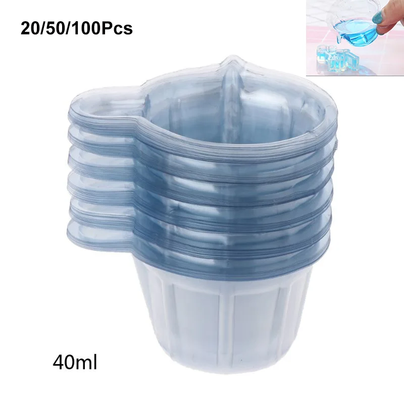 100Pcs 40ML Plastic Disposable Cups Dispenser For DIY Epoxy Resin Jewelry Making
