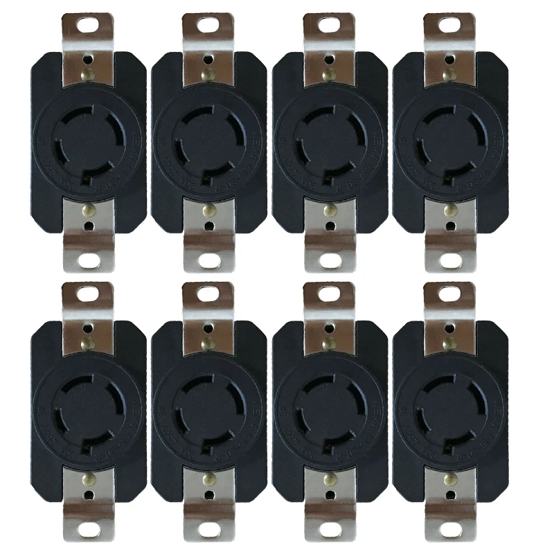 

8 Pcs Locking Socket Outlet Adapter 20A 250V L15-20 Replacement 8Pcs Receptacle Power Supply