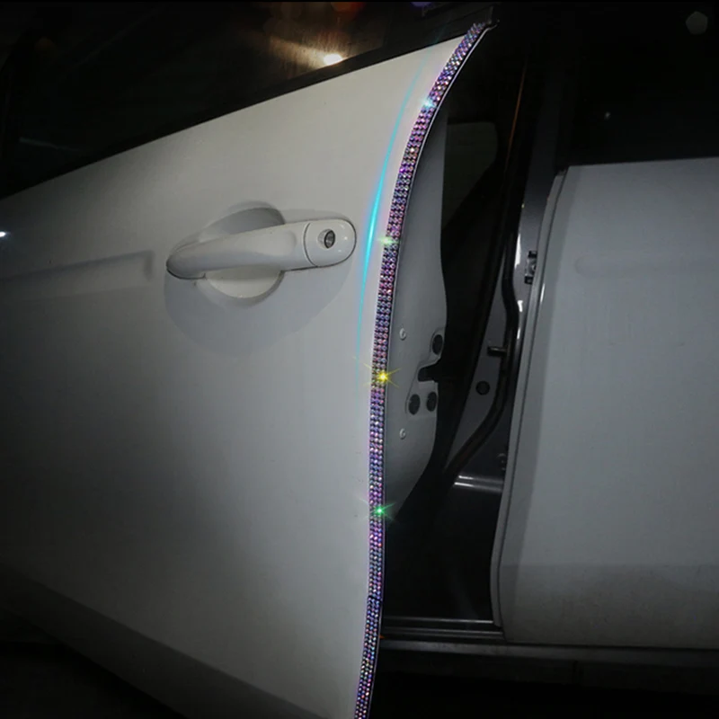 4pcs Bling Car Door 3M Sticker Decoration Multi-function Adhesive Protect Film Rhinestone Tape Protection Scratch-resistant | Автомобили и