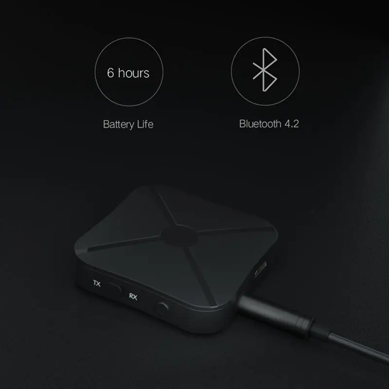 Bluetooth приемник V4.2 беспроводной аудио музыкальный адаптер A2DP с 3,5 мм стерео разъемом для дома и автомобильной аудиосистемы