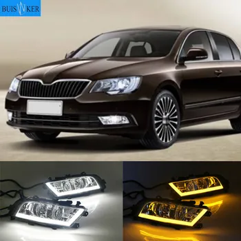 

For Skoda Superb 2013-2015 Super Brightness Waterproof ABS Car DRL 12V LED Daytime Running Light With Fog Lamp Cover