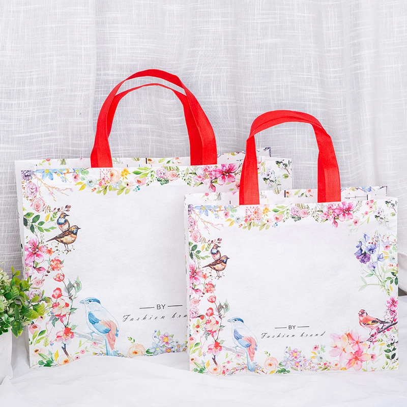 

Women New Design Portable Foldable Large Storage Handbag Reusable Tote Organizer Shopping Bag High Quality Fashion Print Bird