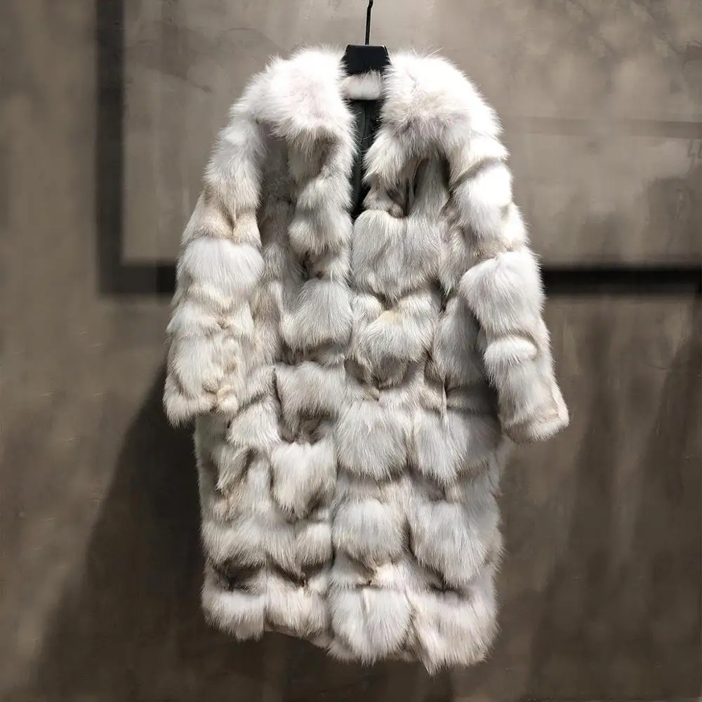 brown gray fur08 JAZZEVAR Зима новое поступление женское пальто натуральный лисий мех высокое качество средней длины модный стиль женская зимняя одежда норковое пальто W9090 - Цвет: brown gray fur08