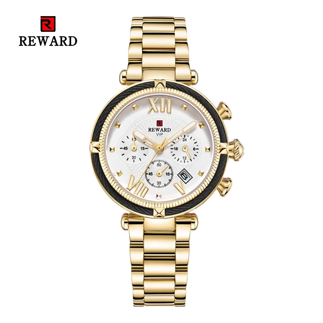 Наградные Роскошные модные женские часы водонепроницаемые повседневные кварцевые женские часы для женщин под платье женские наручные часы Relogio Feminino - Цвет: Gold