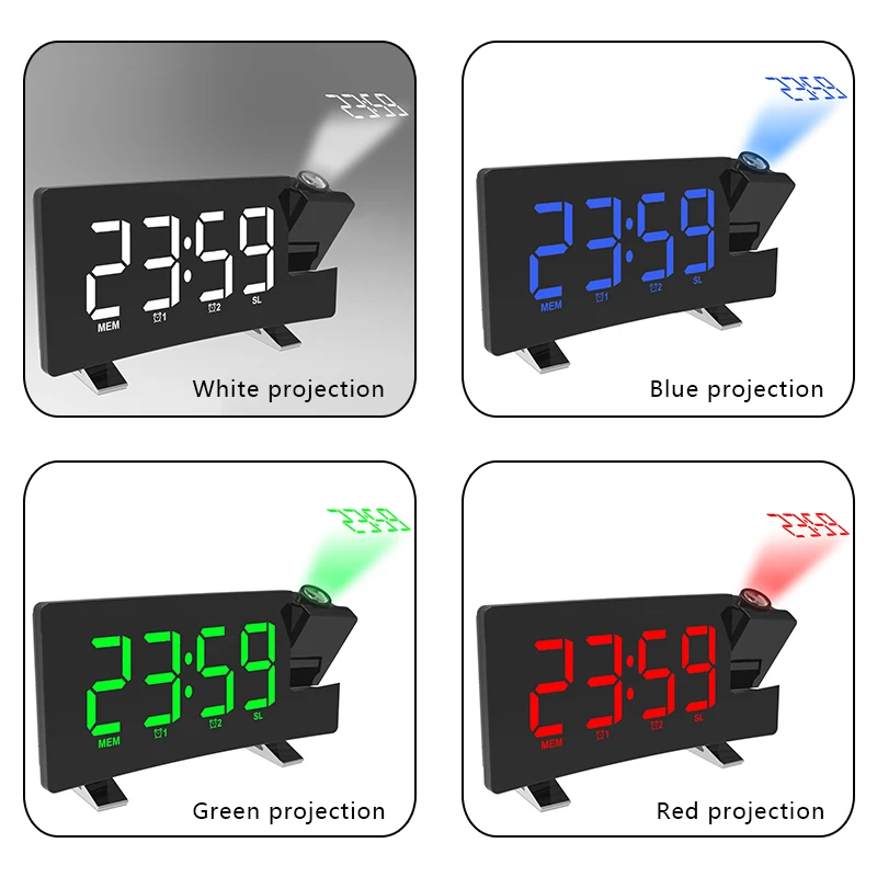 LED Digital Projection Alarm Clock Digital Date Snooze Function Backlight Projector Desk Table USB Clock With Time Projection