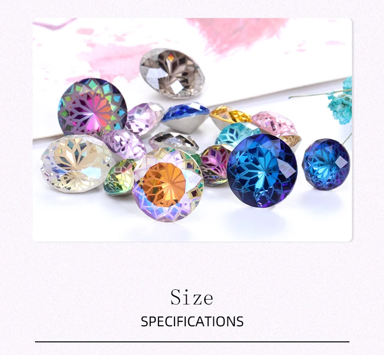 Round Rivoli Glue On Rhinestones 10mm Pointback Stones DIY Crafts Shiny Glass Strass High Quality K9 Crystals