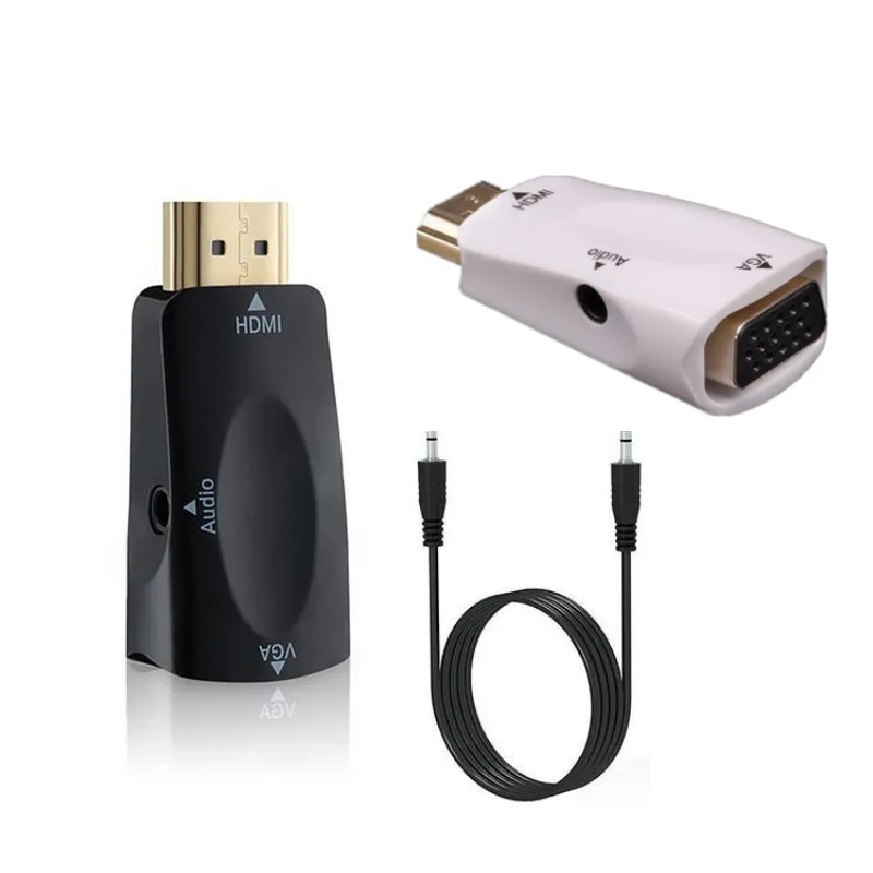 2pcs HDMI Male to VGA Female Converter Adapter 1080P HDMI to VGA Adapter Cable with 3 1