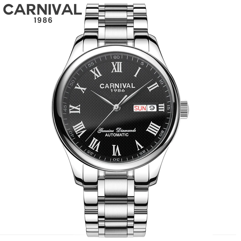 代引可 カーニバルトップブランドの高級メンズ腕時計 30 メートル防水日付時計男性スポーツ時計男性自動機械式カジュアル時計 価格の大割引 Pnlp Sn