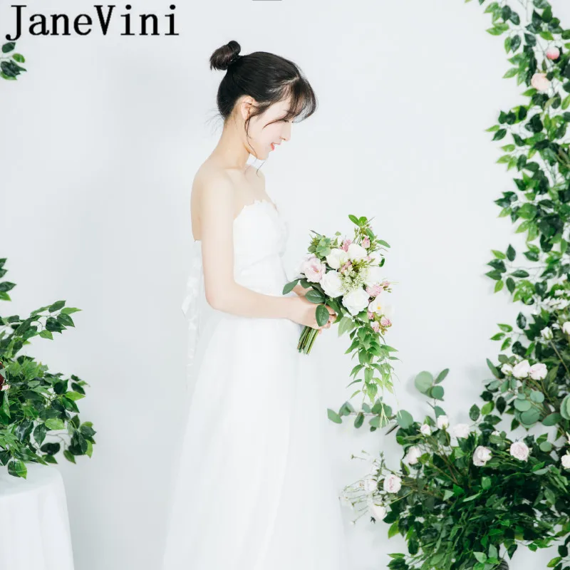 JaneVini водопад Белая орхидея Свадебный букет для невест Шелковая Роза украшение для свадьбы цветы искусственный букет невесты зеленый лист