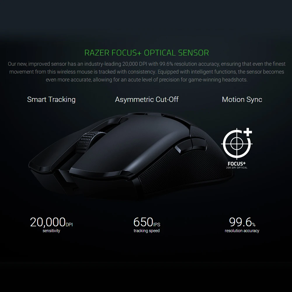 Razer Viper 20000 dpi Максимальная гиперскорость легкая Беспроводная игровая мышь фокус оптический датчик Chroma освещение программируемая кнопка