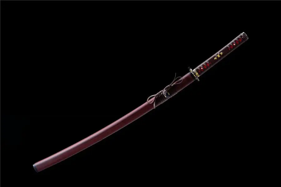 Japanese Sword Samurai Katana Clay Tempered T10 Carbon Steel Blade Sharp Knife HandMade