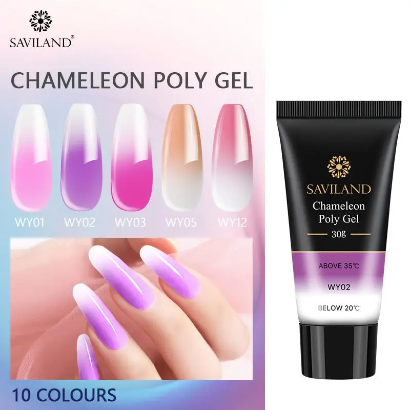 

Saviland 30g Poly Gel Finger Extension Crystal Jelly Poly Gel Soak Off Temperature Change UV Builder Gel Nail Art Gel Polish