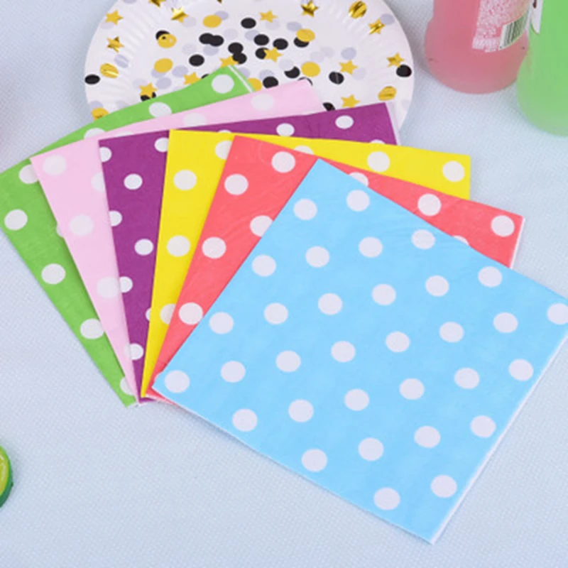 

19 Pc/pack Pink Blue Red Purple dot theme paper napkins for picnic Wedding Birthday party Baby shower Decoration supplies paper