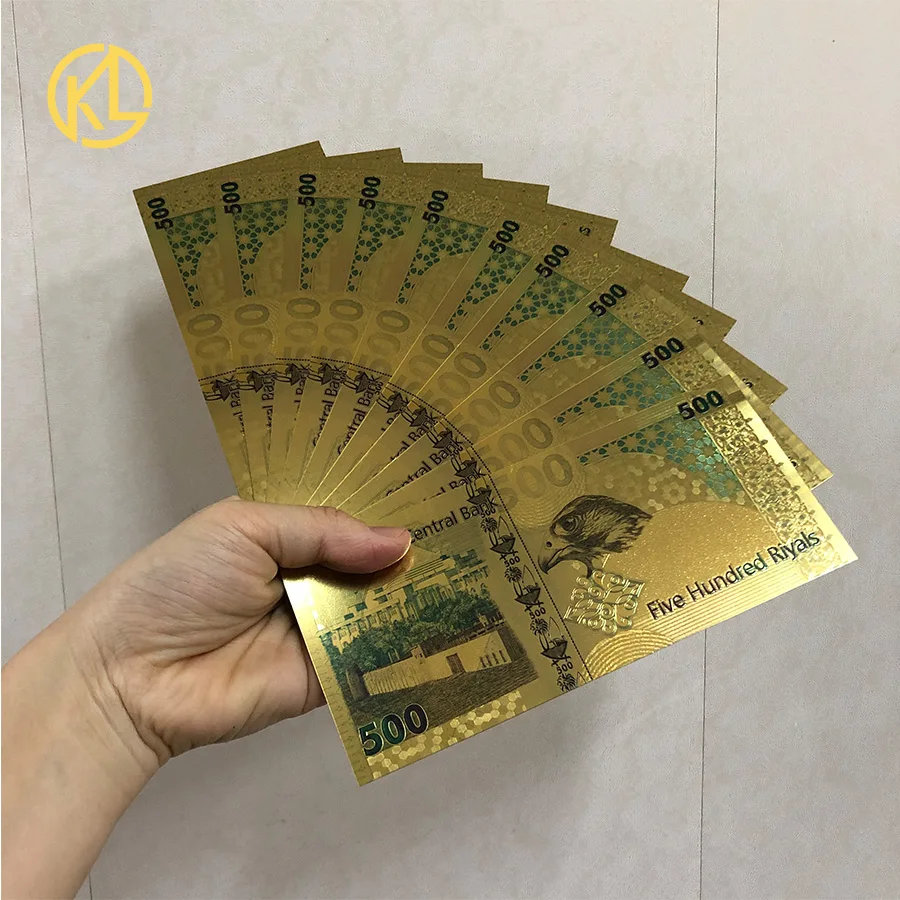 1000 шт торговля Катара 500 риял нормальная Золотая банкнота Bautiful заказной продукт Золотая фольга банкнота