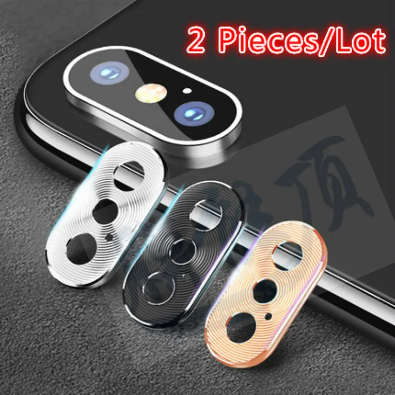 

2Pcs Camera Lens Screen Protector For iPhone X R XS Max Metal Rear Lens Protective Ring For iPhone7 8 Plus Film Cover Metal Case