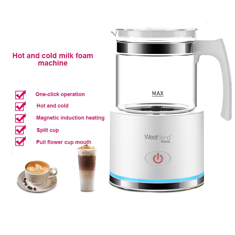220V Milk Frother Electric Household Blender Automatic Foamer Pull Flower Milk Heater Hot And Cold Coffee Milk Foaming Machine