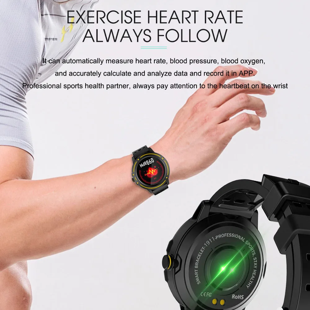 Tanie Wyświetlacz kolorowy dla mężczyzn duży Monitor tętna smartwatch do mierzenia ciśnienia krwi tryby wielu sportów inteligentny zegarek fitness smart watch Men