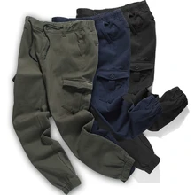 Мужские зимние плюс плюшевые и утолщенные повседневные штаны свободные рабочие длинные штаны из коровьей кожи ремешок на шнурке