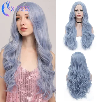 

Synthetic Blue Wigs For Women 22inch Romantic Curly X-TRESS Colored Wig Heat Resistant Cosplay Daily Party Wig