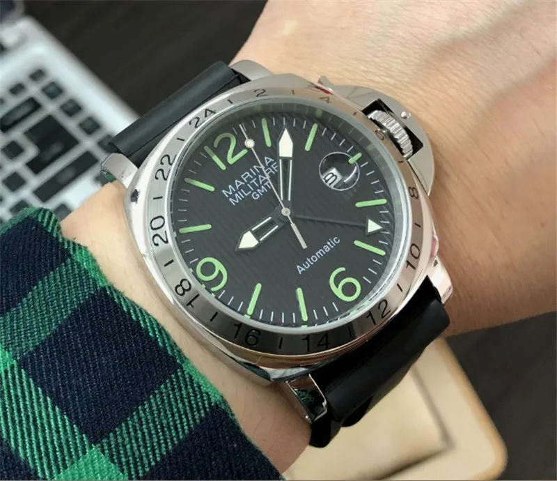 

Super Mens Military Pilot Automatic Mechanical Watches Week calendar month year display Sport Men Wrist Watch Chinese Air Force