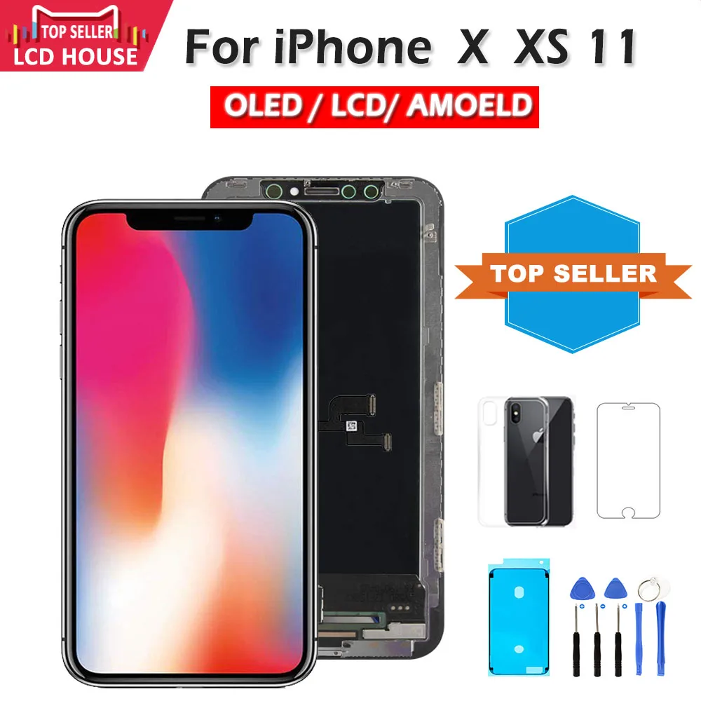 

Display For iPhone X XS XR Max 11 12 Pro LCD Screen Assembly 3D Touch Replacement AAA+ Quality Pantalla Incell Hard Soft OLED