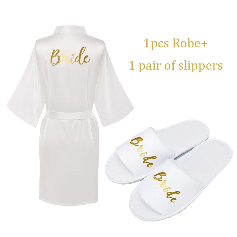 bride dressing gown and slippers