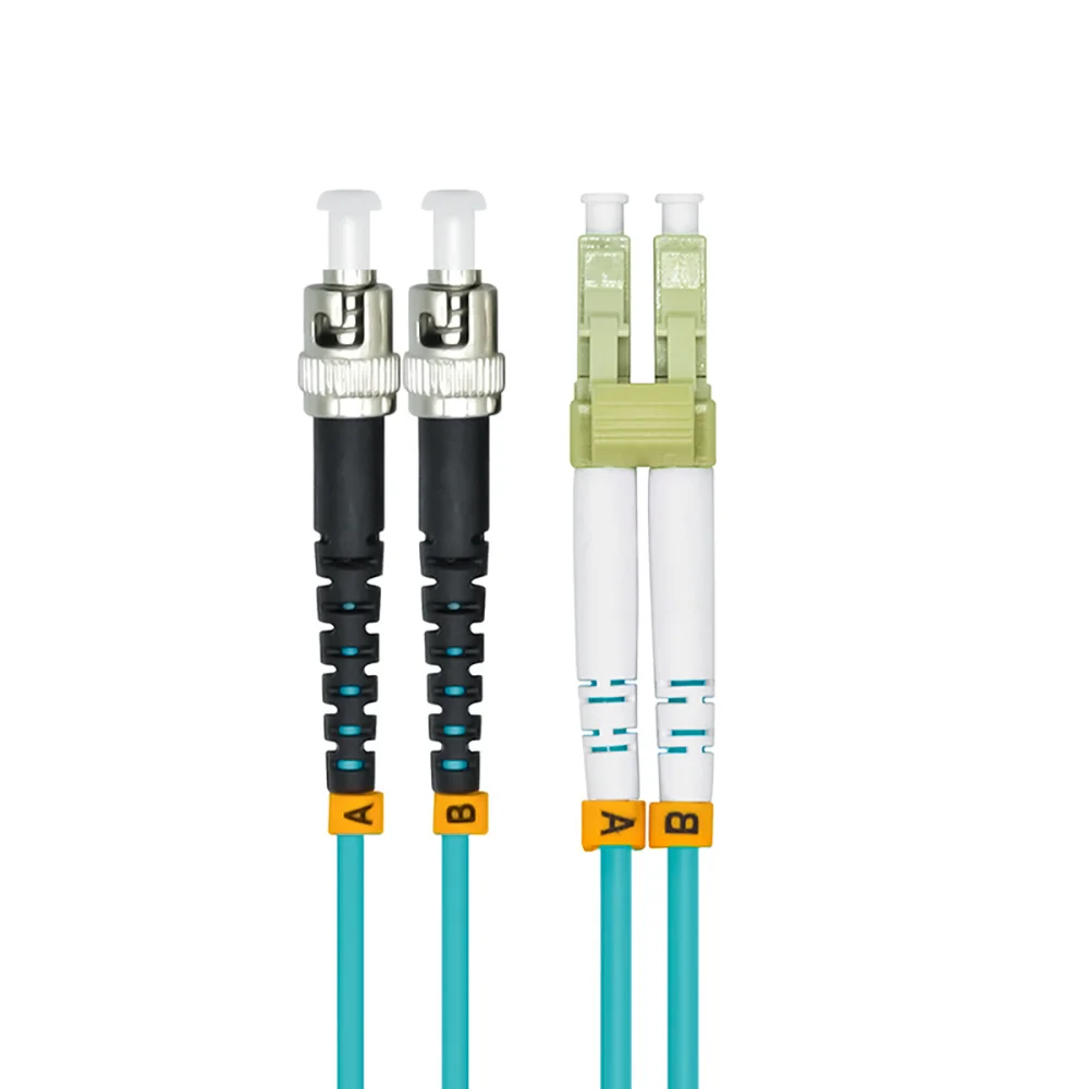 

Indoor Armored 150 Meters LC-ST Duplex 10 Gigabit 50/125 Multi-mode Fiber Optical Cable OM3 Aqua 10GB LC to ST Patch Cord Jumper