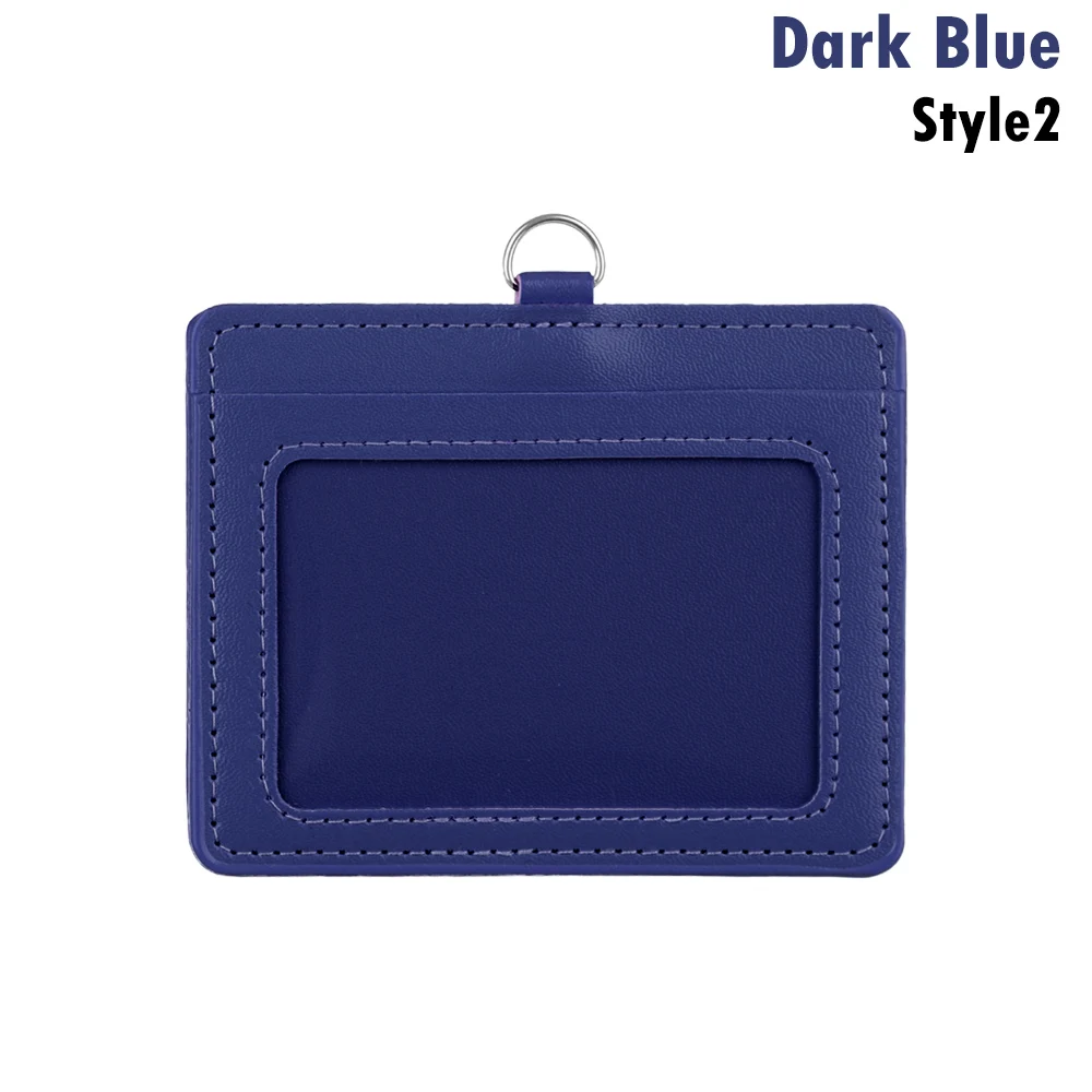 1 шт. защитный чехол из искусственной кожи для банковских карт, многоцветный двойной чехол для удостоверения личности, для офиса и школы - Цвет: dark blue 2