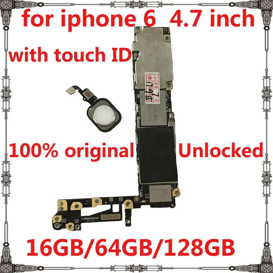 

Clean icloud for iphone 6 motherboard with full chips 16GB 64GB 128GB Original mainboard with / without touch ID logic board
