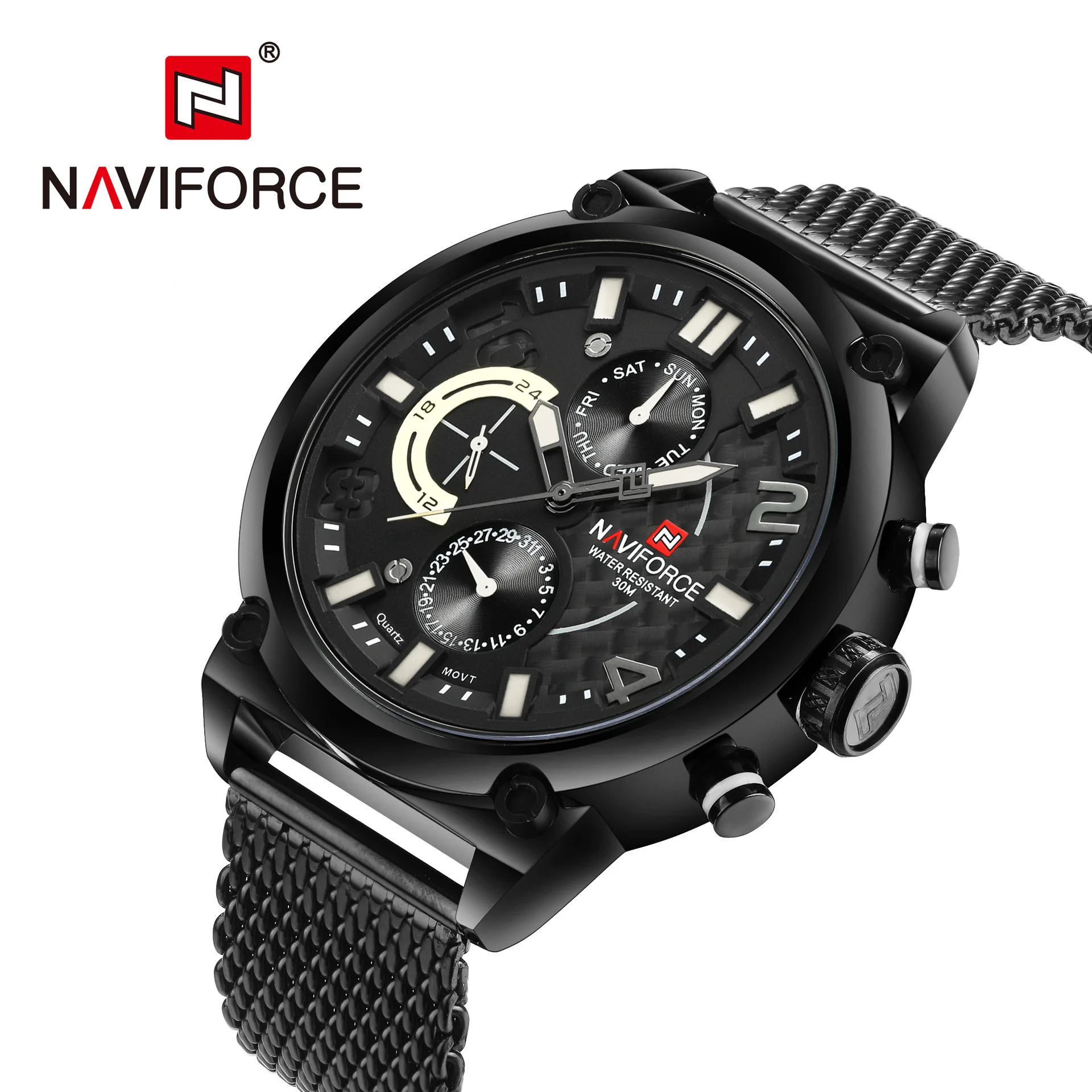 

Naviforce Xiang 9068 Steel Belt MEN'S Watch Waterproof Quartz Watch Sports Casual MEN'S Watch