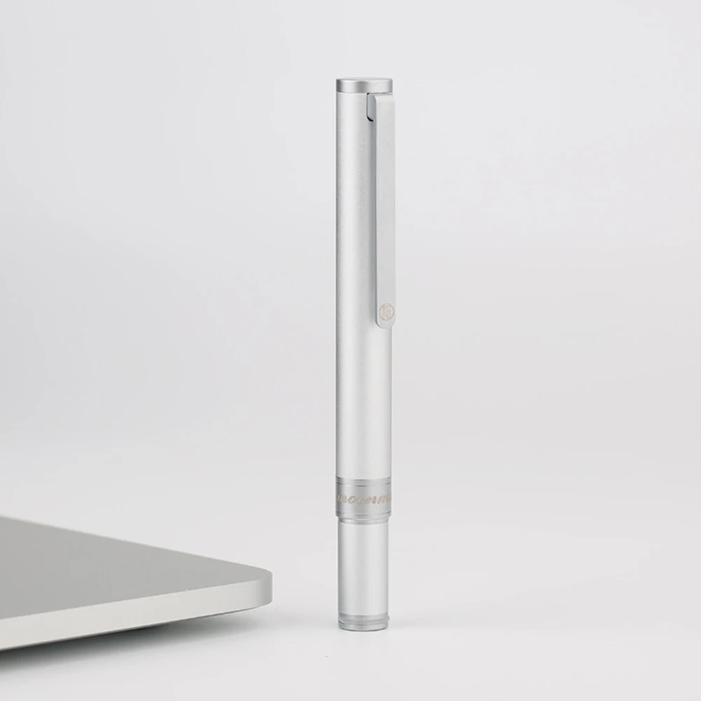EF0.38mm Moonman N1 модная деловая дорожная Серебряная пишущая мини-ручка из алюминиевого сплава с карманом для авторучки, студенческие фирменные подарки, тонкая короткая ручка - Цвет: EF0.38mm