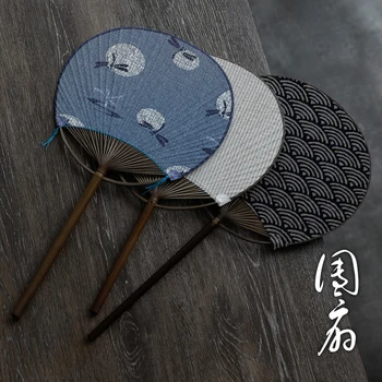 

Japanese Circular Fan Ladies Dancing Home Decor Female Cotton Fan Classical Vintage Japan Style Circular Fan Bamboo Round Fans