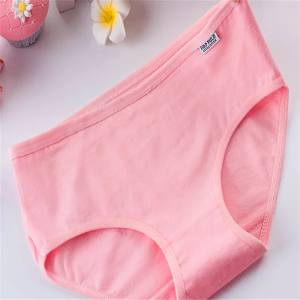 A001-Shrimp red Women's underwear, women's cotton student's best-selling pure color candy hip lifting and ventilating briefs A001 - Цвет: A001-Shrimp red