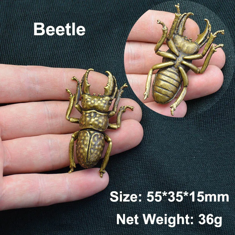  Vintage Copper Insect Tea Pet Japanese Rhinoceros Beetle Small Ornaments Brass Dynastes Hercules Ho