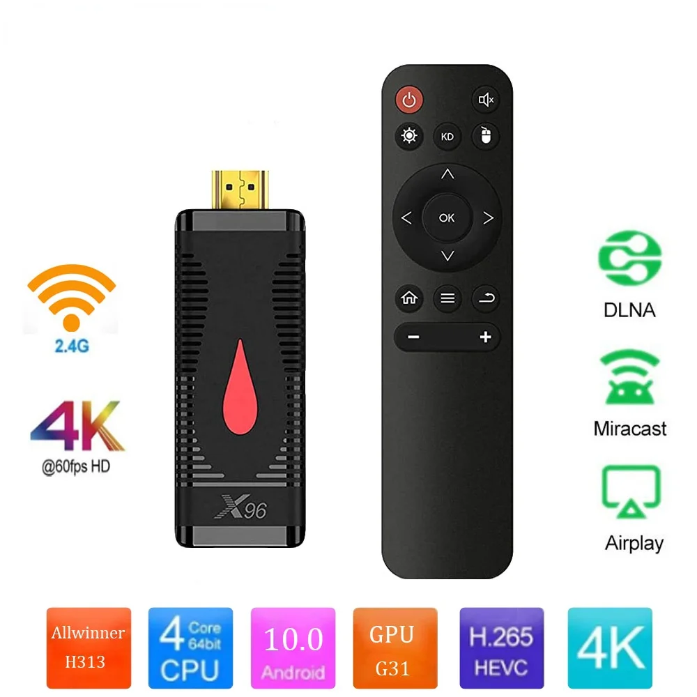 4K TV Stick X96 S400 Allwinner H313 четырехъядерный 2 Гб ОЗУ 16 ПЗУ 4G Wifi Android 10 0 Smart Box 1080P HD