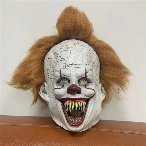 Новая Джокер маска пеннивайза Стивен Кинг It Chapter Two 2 ужасов клоун Косплей латексные маски с париком Хэллоуин вечерние реквизит - Цвет: B