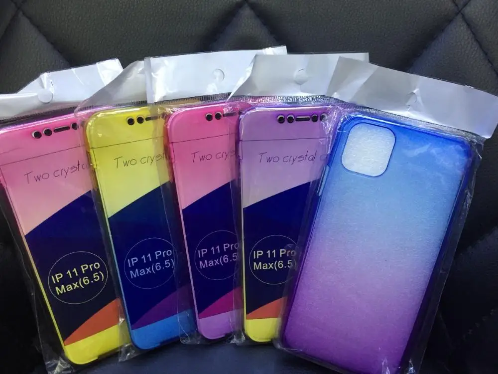 Двухсторонний чехол для samsung Galaxy A10 M10 Note 10+ Note 10 Pro Iphone 11 Pro Max Новинка 360 градусов мягкий чехол из ТПУ 20 шт
